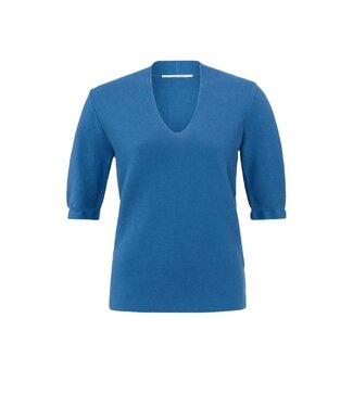 YAYA V-neck short sleeve sweater - Blauw