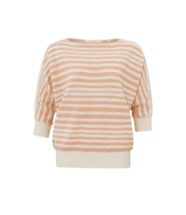 Batwing boatneck sweater with stripes