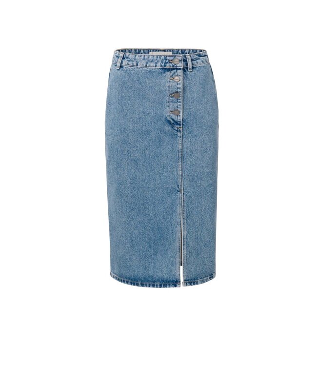 Denim midi skirt with buttons