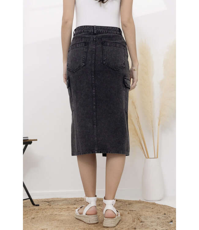 Cargo denim skirt - Zwart