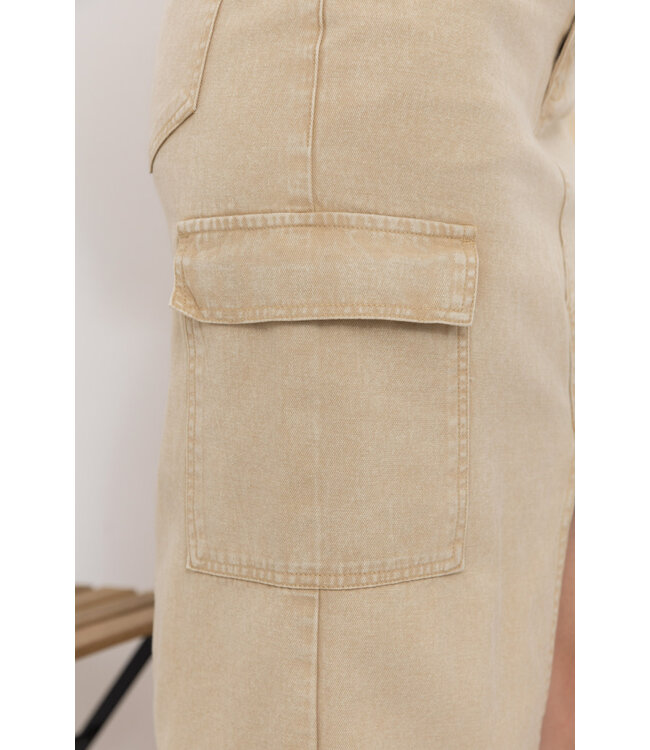 Cargo denim skirt - Beige