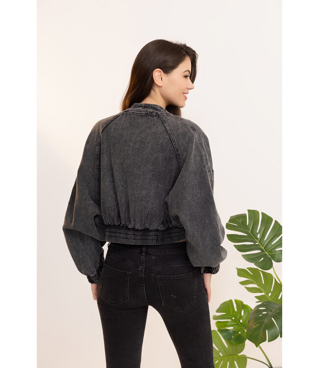 Cotton bomber jacket - Zwart