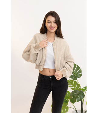 Cotton bomber jacket - Beige