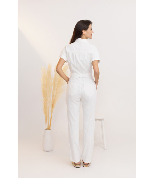 Cotton denim jumpsuit - Wit