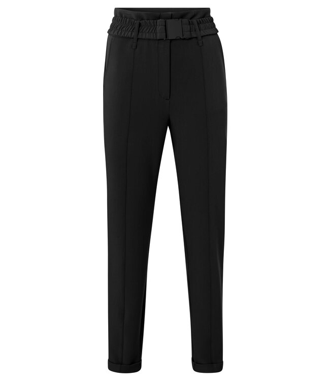 Woven high waist trousers with belt