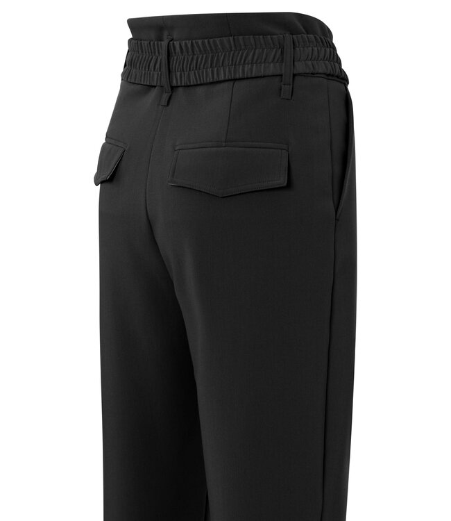 Woven high waist trousers with belt
