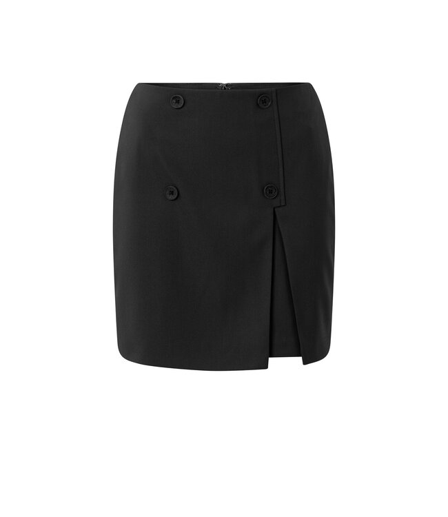 Woven mini skirt with buttons