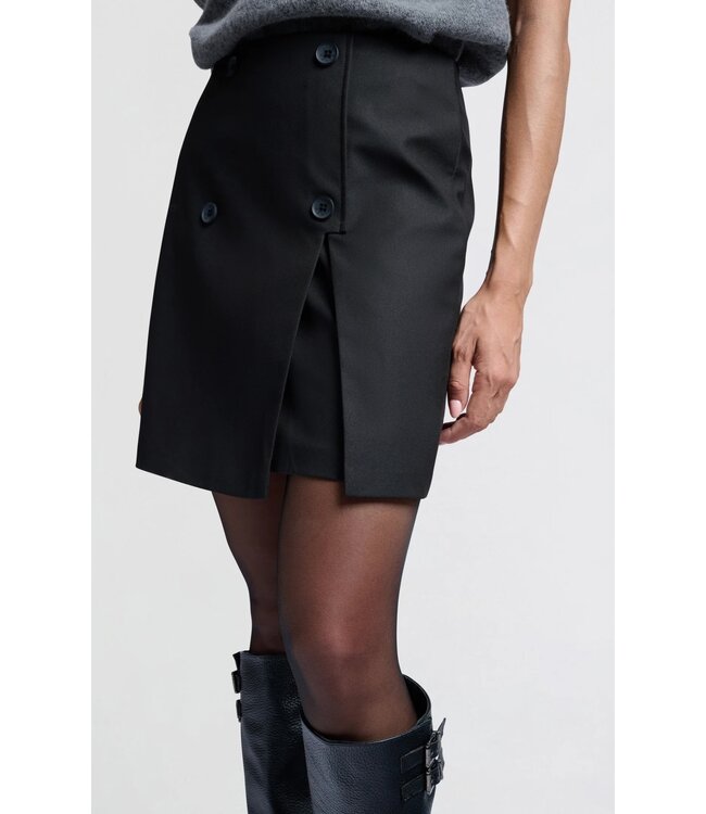 Woven mini skirt with buttons