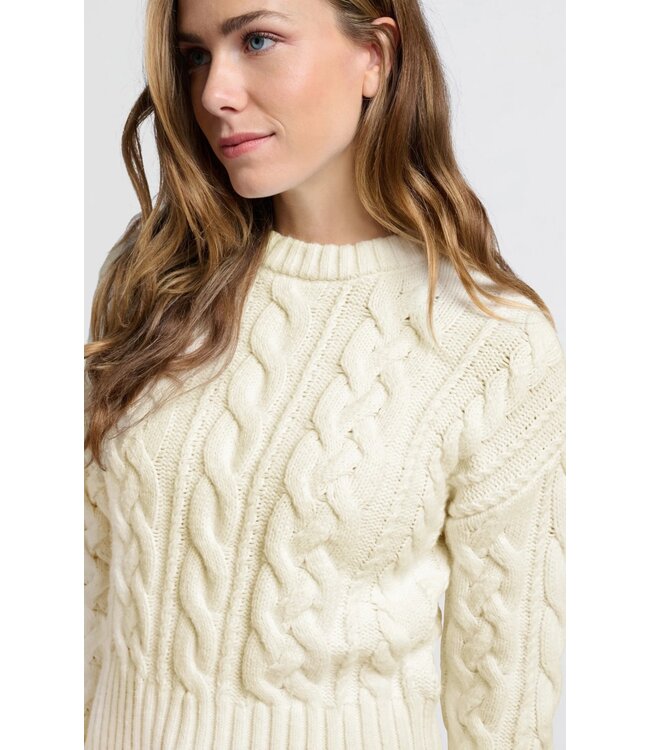 Cable sweater with rib