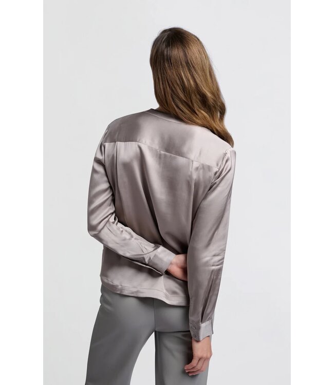 Satin detailed placket blouse