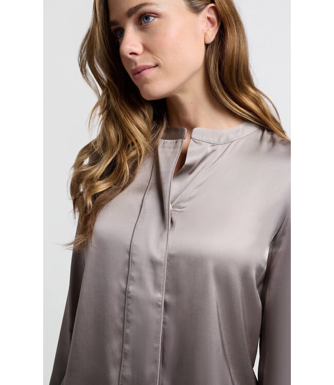 Satin detailed placket blouse