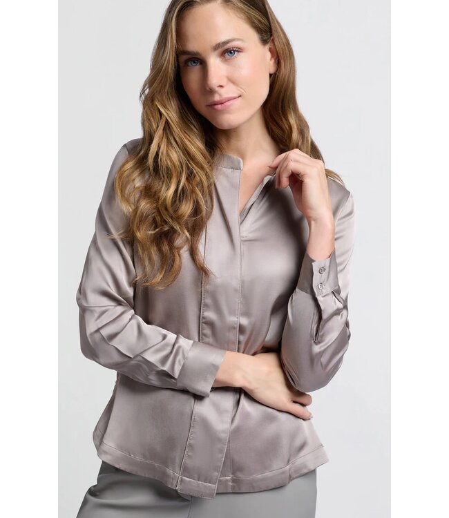 Satin detailed placket blouse