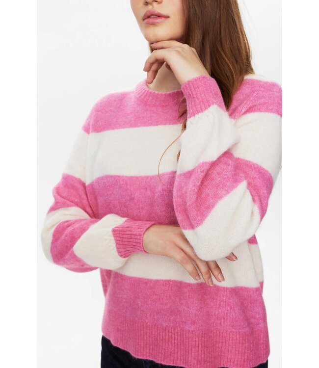 Riette big stripe pullover - Roze