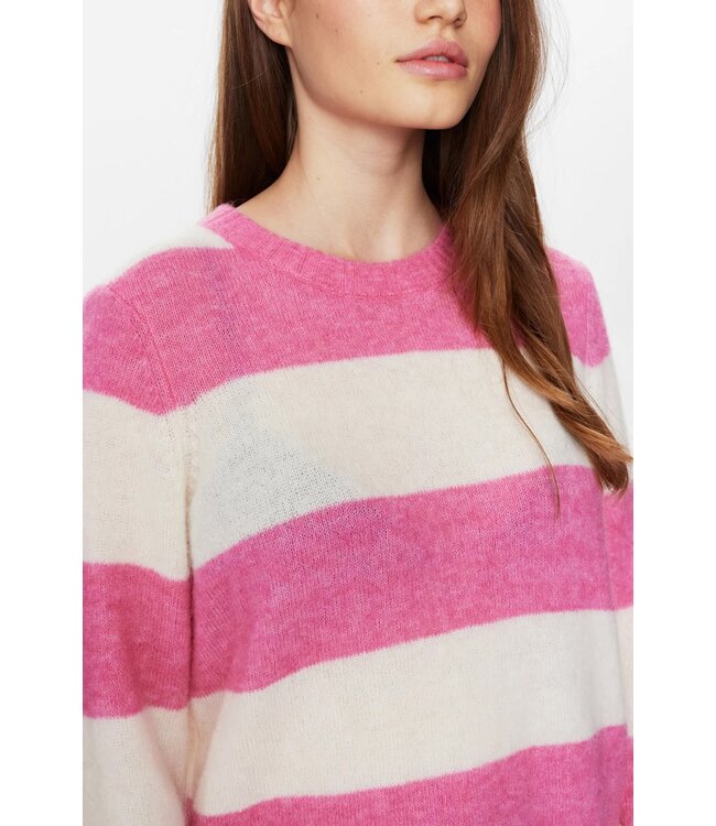 Riette big stripe pullover - Roze