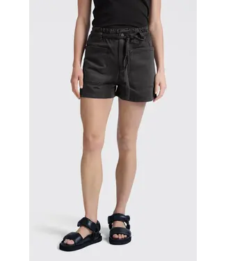 YAYA Garment dye woven short - Zwart