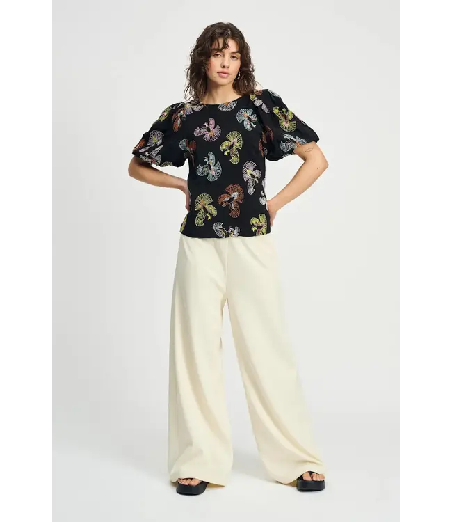 Embroidery sky black top