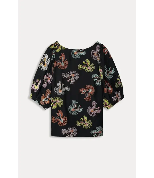 Embroidery sky black top