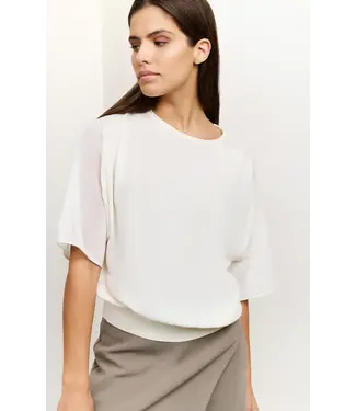 YAYA Boatneck sweater with sheer sleeves