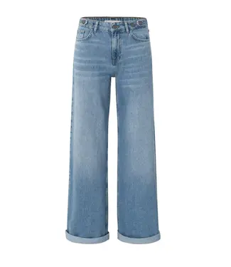 YAYA Loose fit denim with turned-up hem - Blue