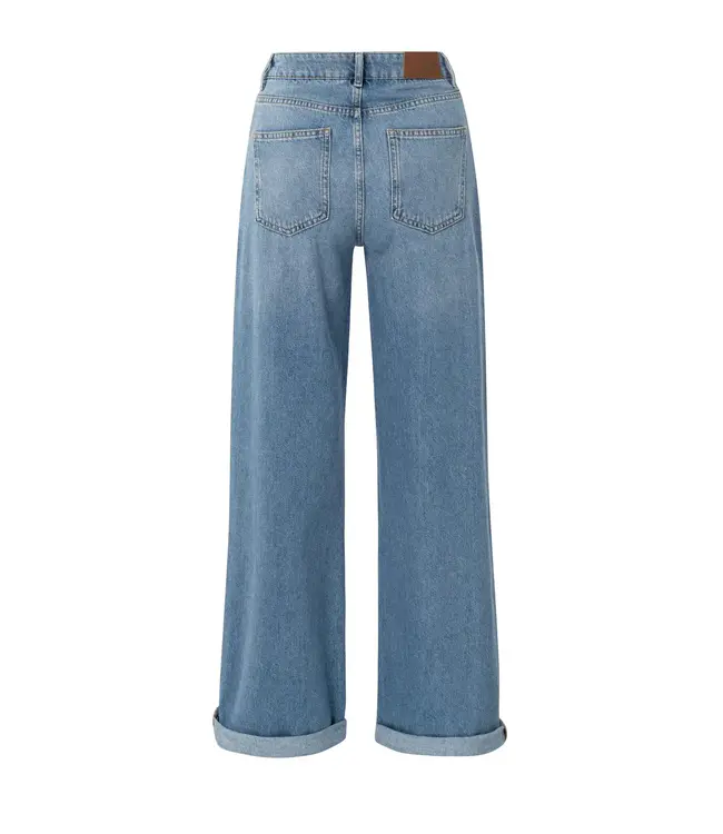 Loose fit denim with turned-up hem - Blue