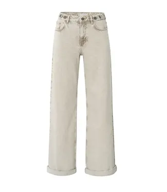 YAYA Loose fit denim with turned-up hem - Beige