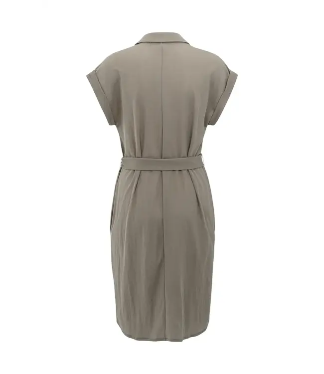 Jersey dress with collar and tie belt