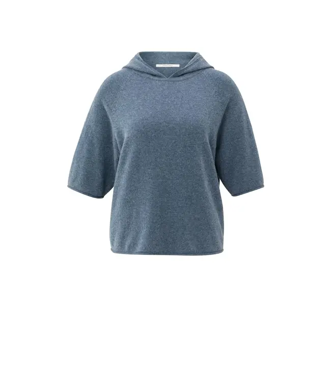 Short sleeve knitted hoodie