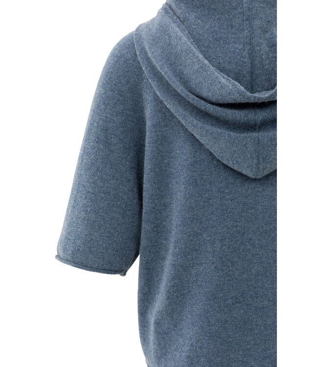Short sleeve knitted hoodie