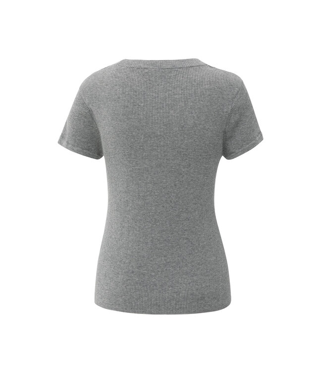 Rib short sleeve double neckline