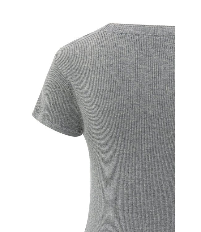 Rib short sleeve double neckline