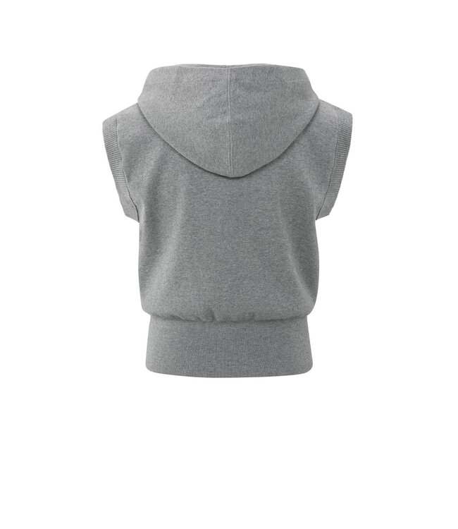 Sleeveless knitted hoodie with zip