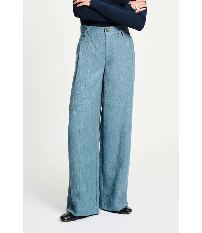 Bouclé down blue pants