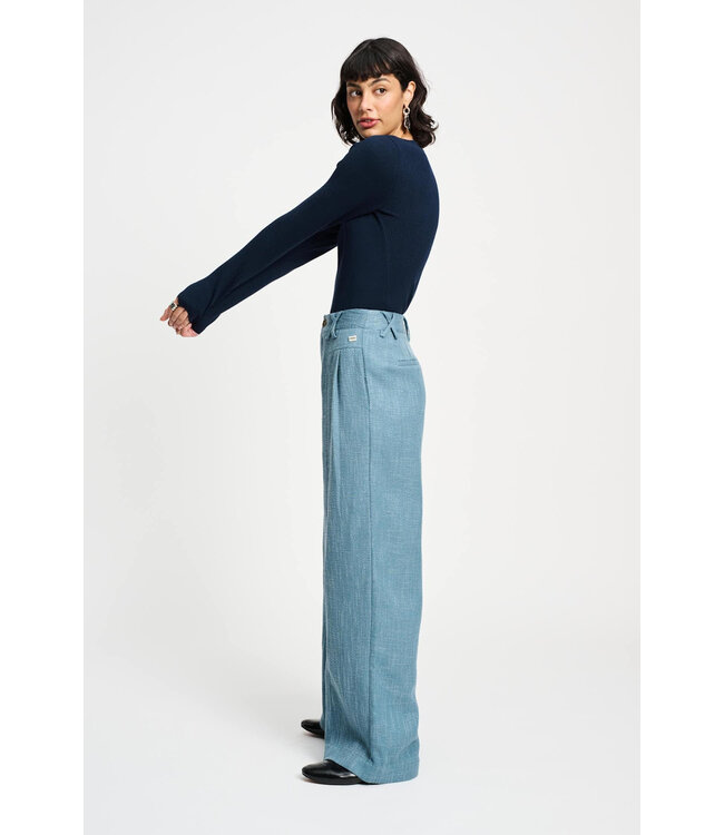 Bouclé down blue pants