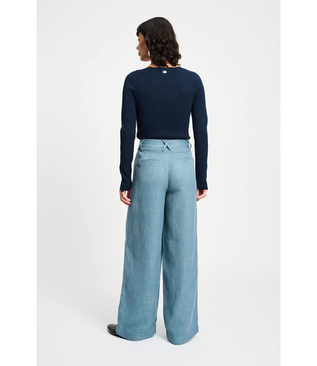 Bouclé down blue pants