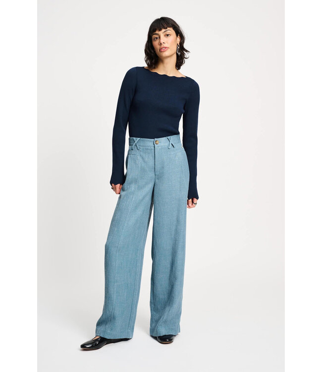 Bouclé down blue pants