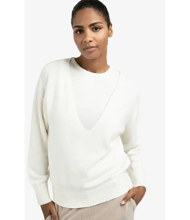 Deep V-neck knit with top (2 piece)