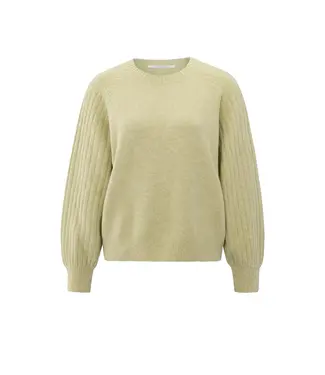 YAYA Rib mixed sweater ls