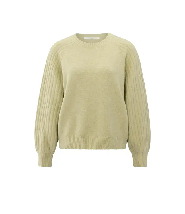 Rib mixed sweater ls