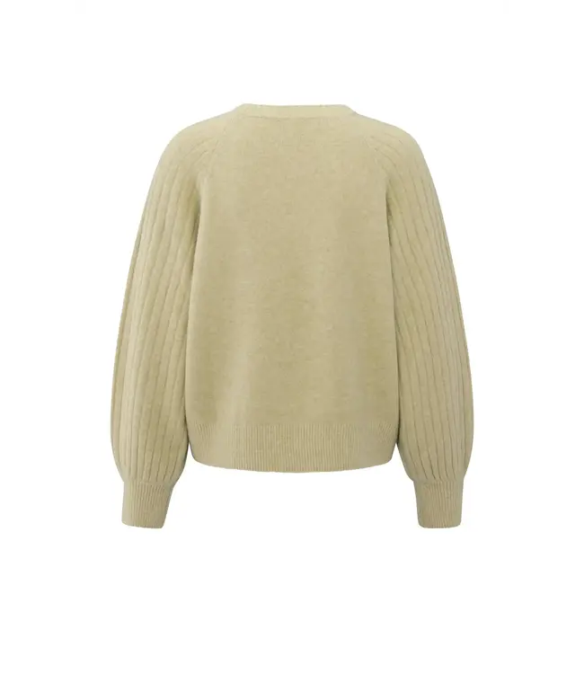 Rib mixed sweater ls