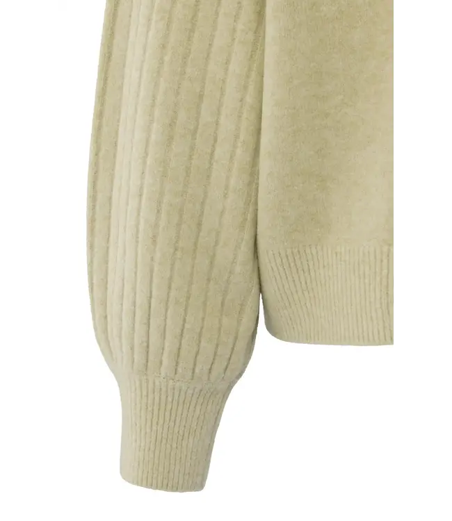 Rib mixed sweater ls