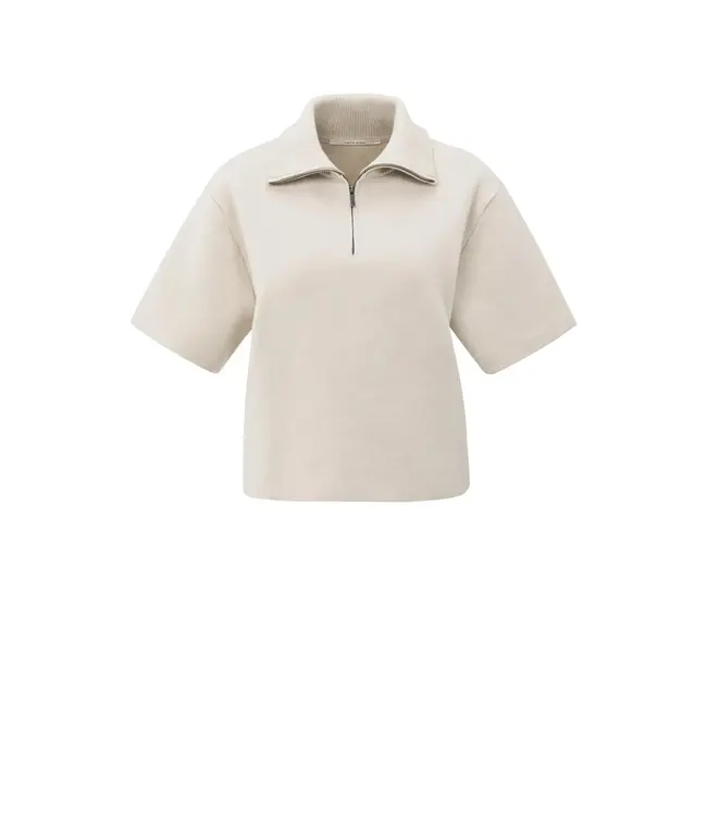 Short sleeve sweater with collar