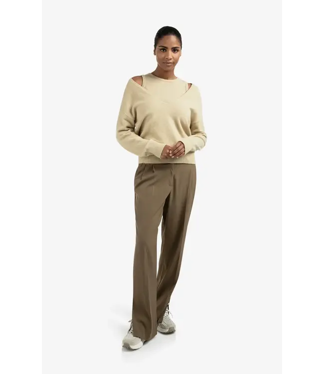 Wide leg trousers with slit