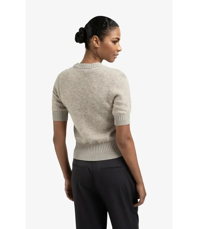 Short sleeve knit with rib detail