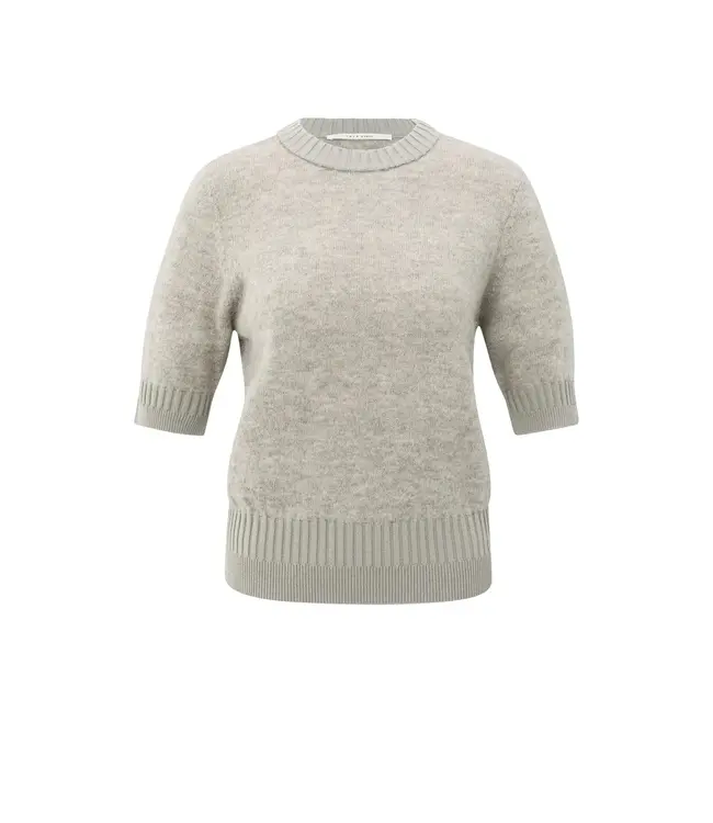 Short sleeve knit with rib detail