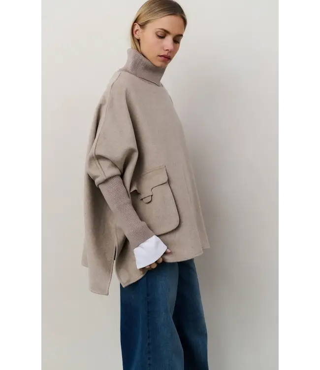 Wool mix poncho