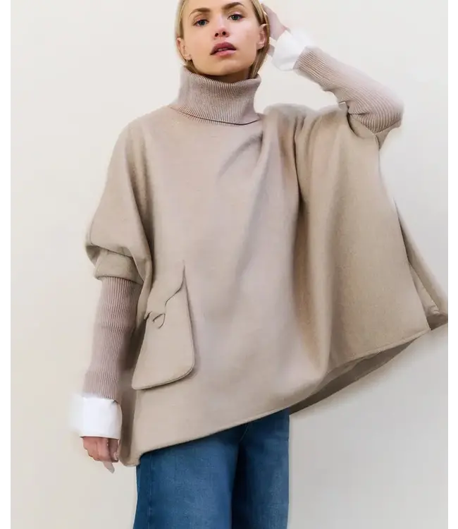 Wool mix poncho