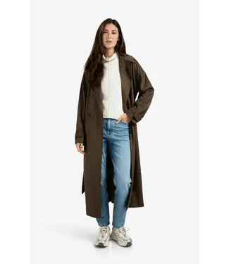 YAYA Long suede coat with belt