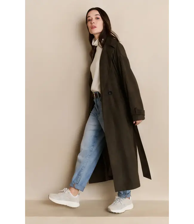 Long suede coat with belt