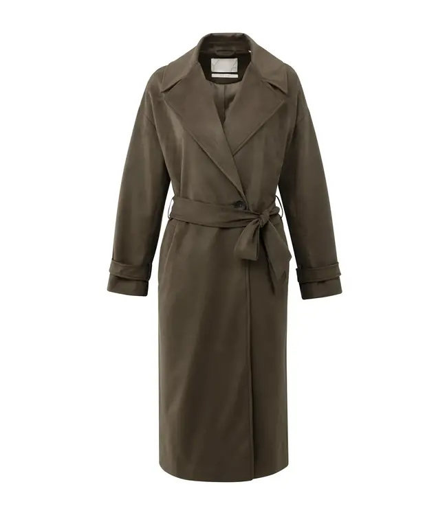 Long suede coat with belt