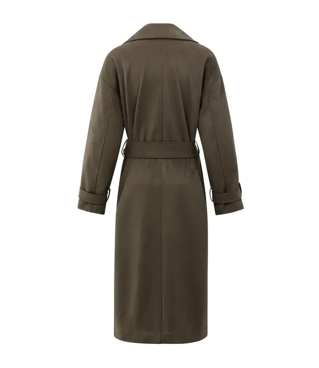Long suede coat with belt